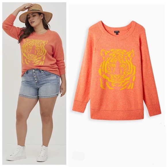 torrid Sweaters - NWT TORRID Raglan Pullover Sweater - Coral Tiger